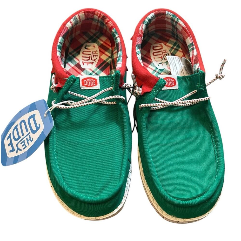 Hey Dude Wally Y Holiday Elf Christmas Shoes Loafers Green/Red Size J6 Big Kid 6